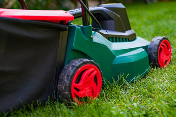 Lawn mower in the backyard
