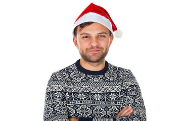 Handsome man with santa hat