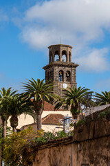 Fototapeta na wymiar view of the bell tower of the Church of La Concepcion, in San Cristobal de La Laguna,Tenerife, Canary Islands