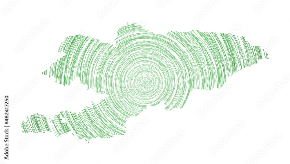 Poster kyrgyzstan map filled with concentric circles. sketch-style circles in the shape of the country. vec