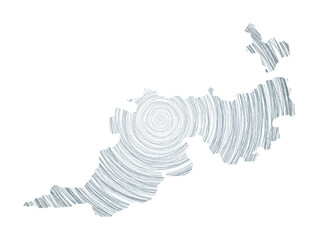 Guana Island map filled with concentric circles in a sketch style. Vector Illustration.
