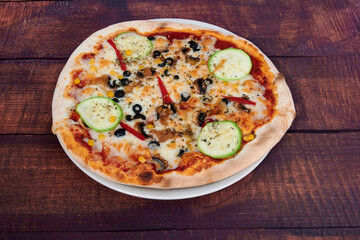 a italian pizza mediterranean food healthy composed design