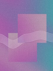Gradient squares. Digital noise, grain texture. Nostalgia, vintage, retro 60s, 70s style. Abstract lo-fi background. Poster, print, template. Minimal, minimalist. Violet, purple, blue, green colors