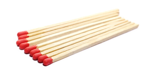 Fire matches pile isolated on white  