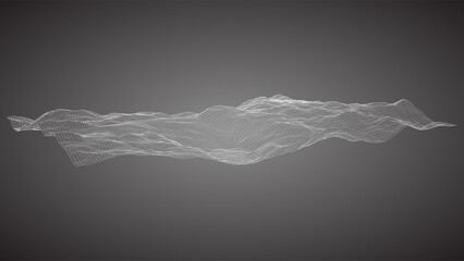 Fototapeta premium Rednered illustration of 3D terrain with wireframe mesh topology