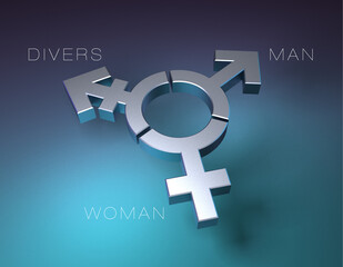 silver Gender Symbol on neutral background