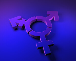 Gender Symbol 3D on blue