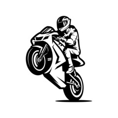 motorsport wheelie logo - obrazy, fototapety, plakaty