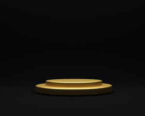 Black background gold rendered podium
