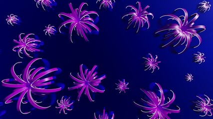 Fototapeta na wymiar Pink fantasy flowers in space abstract background 3d rendering