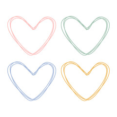 Cute hand drawn hearts for valentine day. Vector illustration