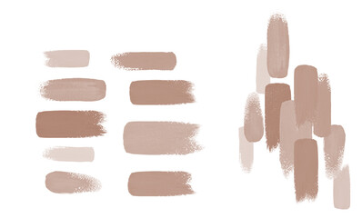 Hand drawn strokes of the paint brush set isolated on a white background. Pastel Abstract Minimalist Art.