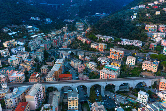 Italy. Bogliasco town. Traditional architecture of Italy.