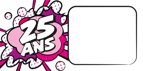 Carte anniversaire 25 ans BD CC BlancRose