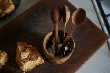 Wooden spoons in the kitchen