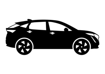 Silhouette of modern electric car. Vector.