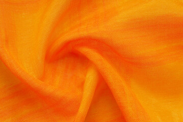 Texture, background, pattern. Orange Silk Fabric for Drapery Abstract Background. Abstract Fabric Flame Background, Artistic Waving Cloth Fractal Pattern