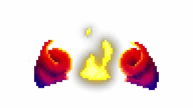 Pixel art devil horns fire animation game asset loop