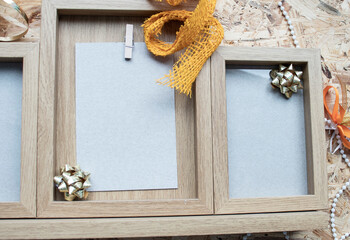 Wooden photo frames with decorations