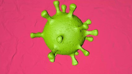 COVID-19 Coronavirus Molecules - Influenza Virus Second Wave - Pandemic Outbreak Green Cells Blue Background - 3D Rendering 4K - Powered by Adobe