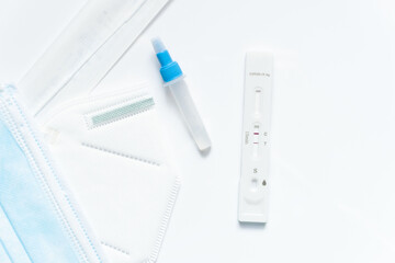 Sars Cov 2 nasal rapid antigen test kit. Self-test at home, positive for Omicron variant.