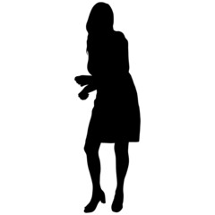Black silhouette of a slender dancing woman