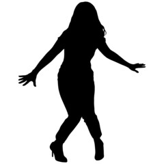 Black silhouette of a slender dancing girl
