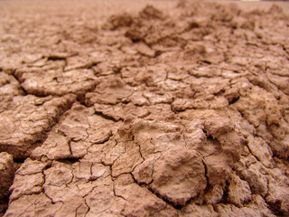 Close-up of broken and grunge texture of the arid floor