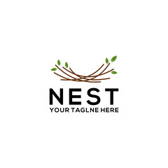 Nest illustration with leaf. birdhouse symbol logo Vector, suitable for your design need, logo, illustration, animation, etc.