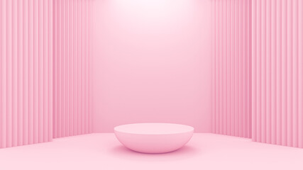 Product display mockup with podium pedestal platform and wall panels