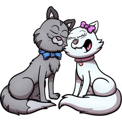 Cute Cartoon Cat Couple