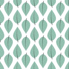 flower pattern - cute green plant leaves on a white background