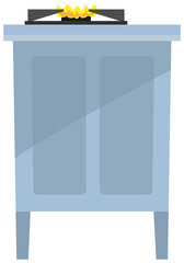 Home or restaurant appliance for cooking food on fire. Gas stove with lit hotplate for kitchen. Food heating equipment for temperature adjustment. Stove, kitchen equipment vector illustration