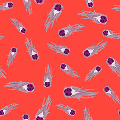 Comet fly seamless pattern. Design meteorite rain . Repeated