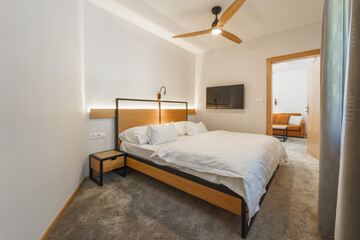 Interior of modern bedroom suite in luxury hotel