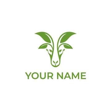 Goat Leaf logo design  vector