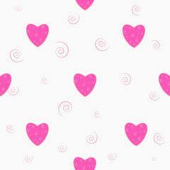 pattern pink hearts on the white backboard