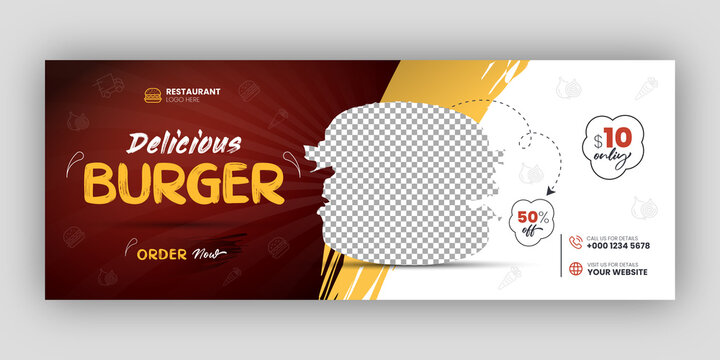 Burger Sale Food Menu Social Media Facebook Cover Or Web Banner Template