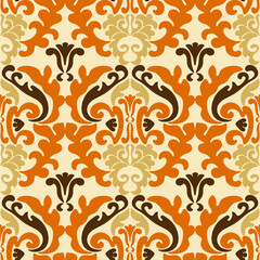 Damask seamless pattern in vector, colored ornament 