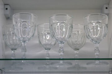 water glasses in the kitchen cabinet