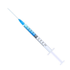 Disposable syringe 1ml with vaccine. Vector illustration.