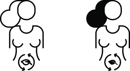 Woman with leaf, Detox icon, vector