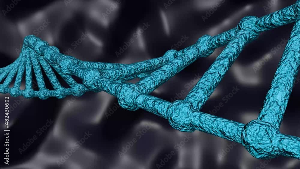 Poster 3d rendered loopable animation of rotating dna glowing molecule on blue background. genetics concept