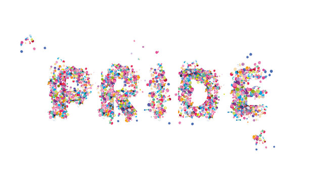 Pride Multi Colored Word With Confetti