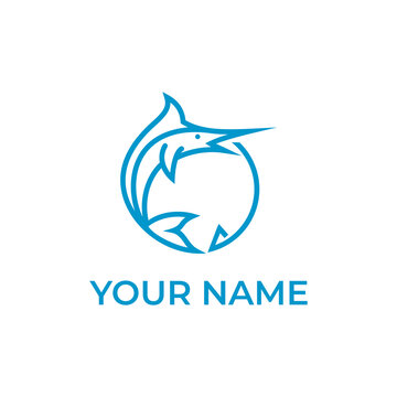 Marlin Fish Logosword Fishing logo design