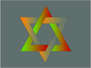 Grafika wektorowa przedstawiająca  obiekt powstały w wyniku  przekształceń trójkątów w programie graficznym. Poprzez zastosowanie gradientów i cieni uzyskano efekt 3D.  - obrazy, fototapety, plakaty