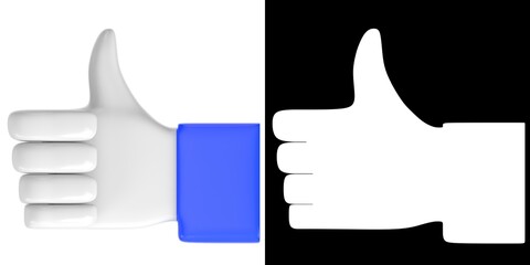 3D rendering illustration of a like button