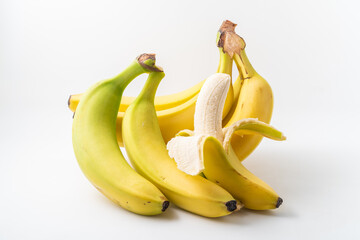 Fresh bananas on a pure white background