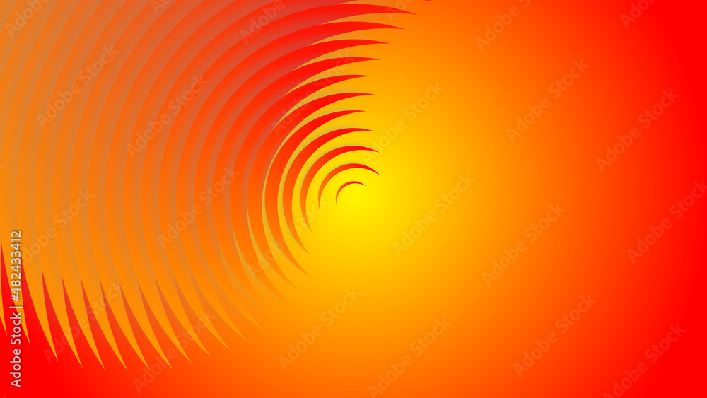 Wall mural orange yellow circles abstract background.3d illustration with paper cut style.