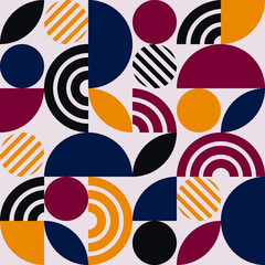 geometric pattern with circles stripes petals and semicircles